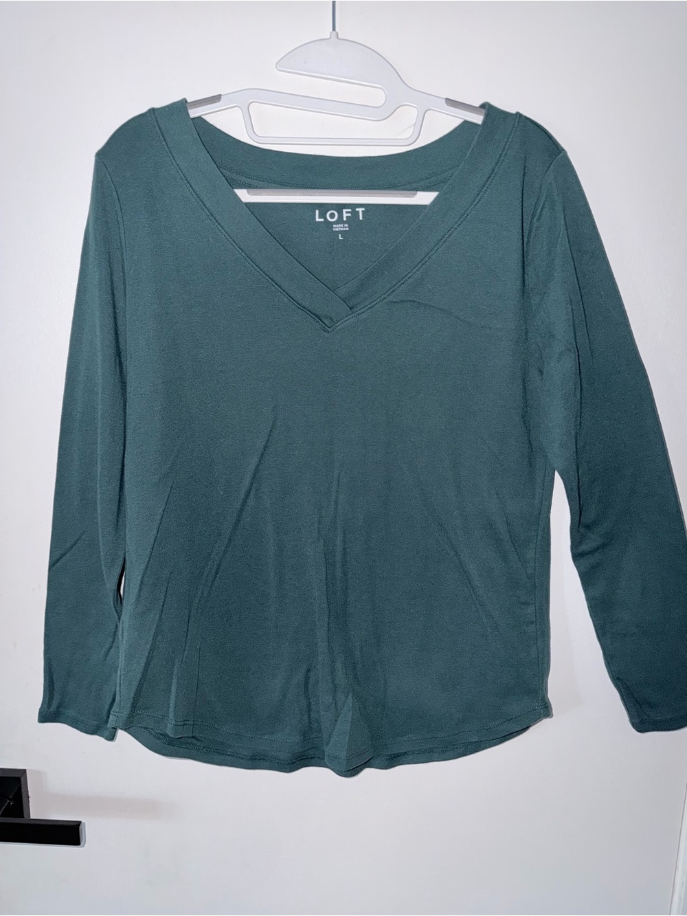 LOFT Teal V-Neck Long Sleeve Top
